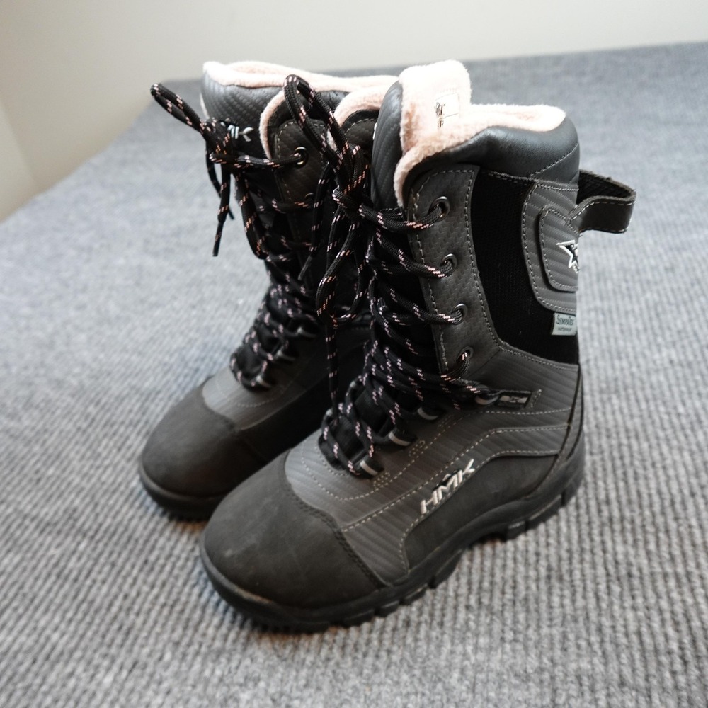 HMK Voyager Womens Snow Boots Size 6 Black Leather Waterproof Insulated Winter